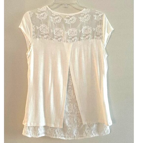 Adiva‎ Sheer Embroidered Floral Top/Blouse Sheer Back Panel Size Small - Picture 3 of 7